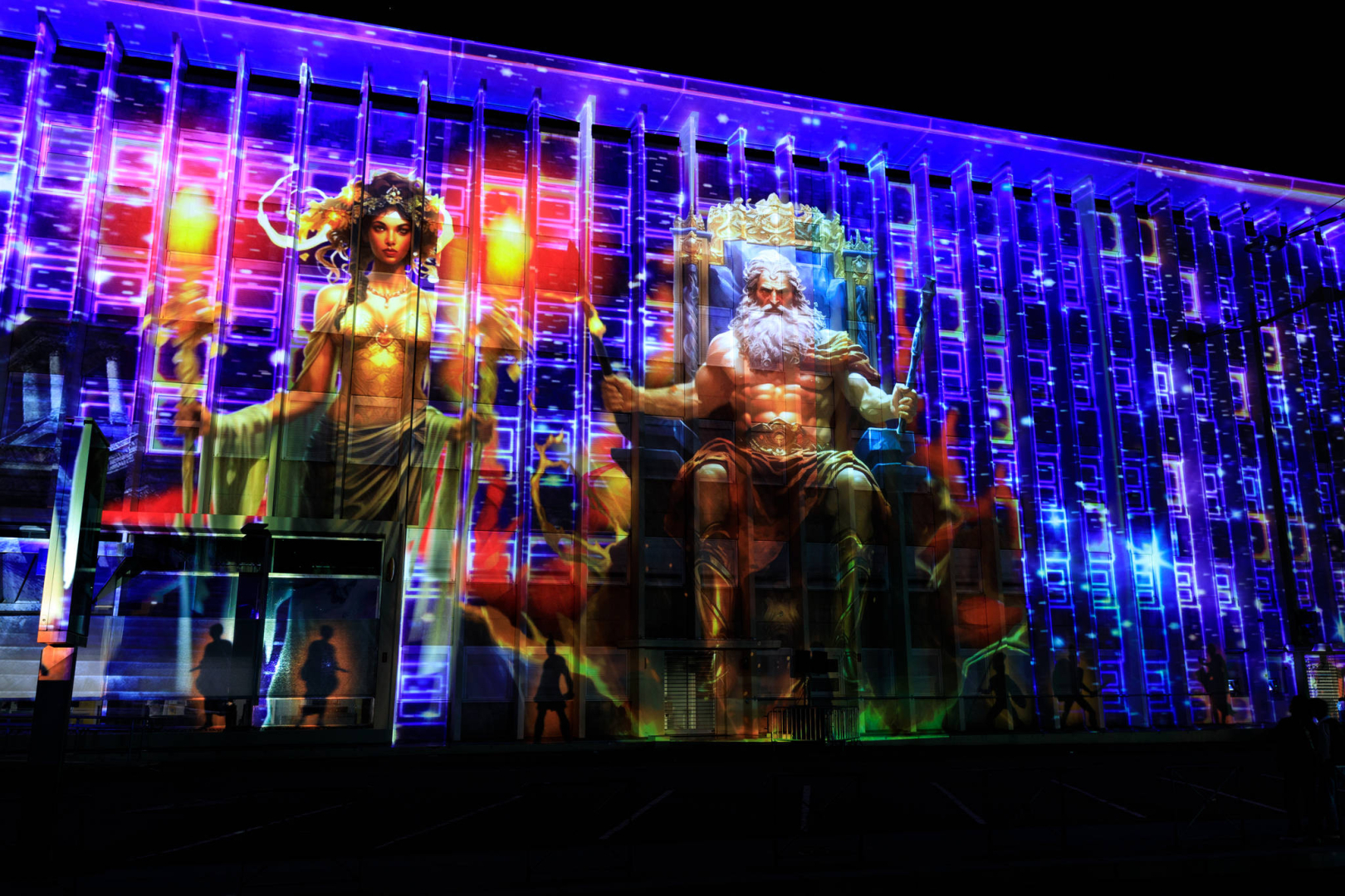 Projection lumière à la Poste Rondelet, sur le thème de la ville d'Eleusis