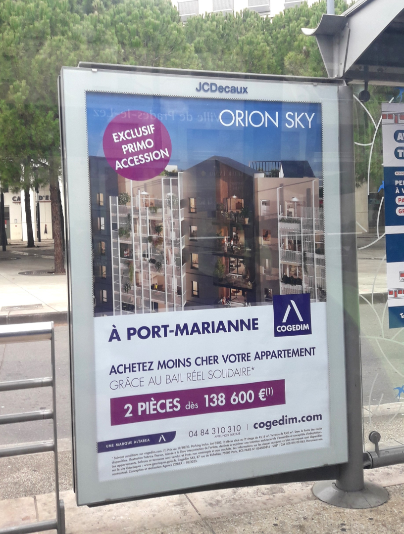 Visuel du panneau d'annonce Orion Sky avec présentation du BRS