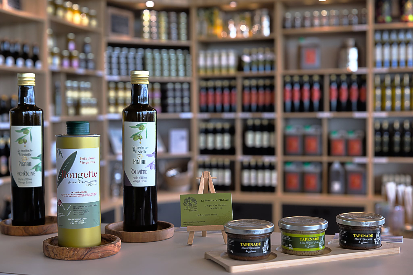 Les produits de la cave oléicole de Pignan dont la Rougette de Pignan