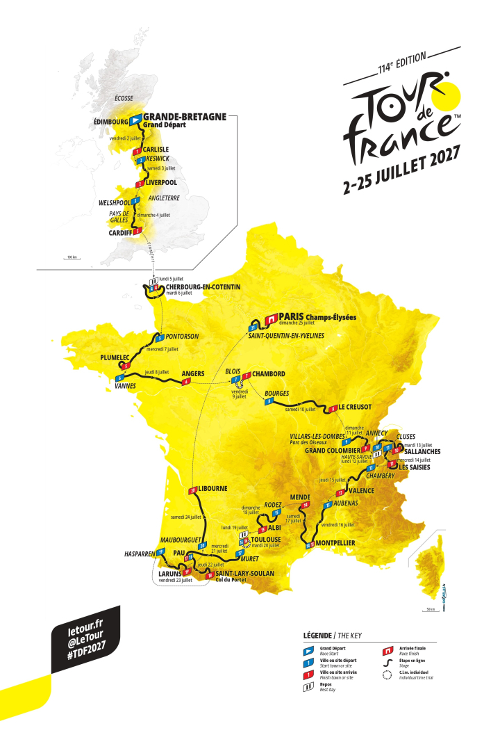 Parcours complet du Tour de France 2027