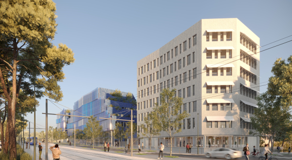 perspective d'architecte du nouveau siège d'Altémed à la Mosson